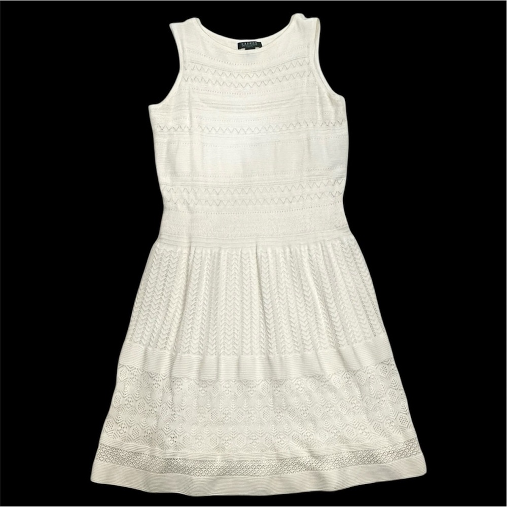 Lauren Ralph Lauren Crochet Knit Dress Size XL Boho Coastal Rodeo Romantic Ranch - Picture 3 of 7